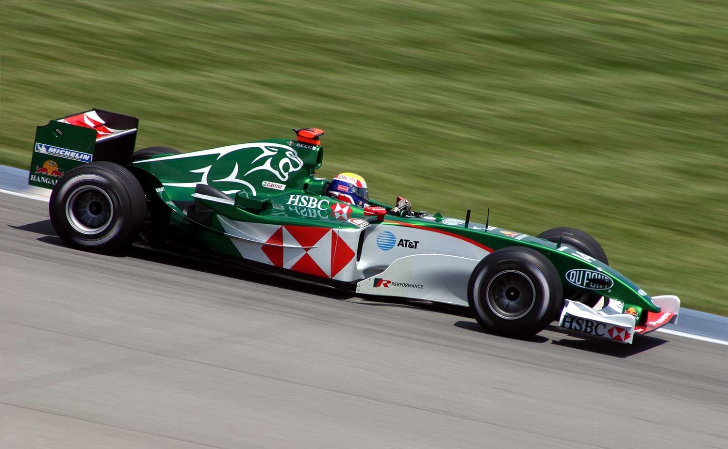 Webber driving for Jaguar at the 2004 US Grand Prix